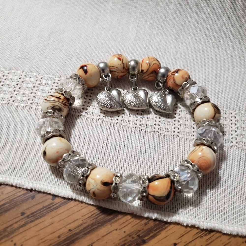 Unique handmade beaded stretch bracelet